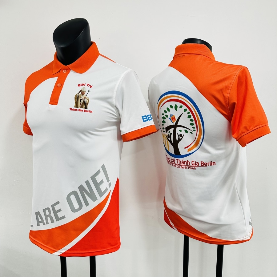 Áo thun đồng phục phối cam